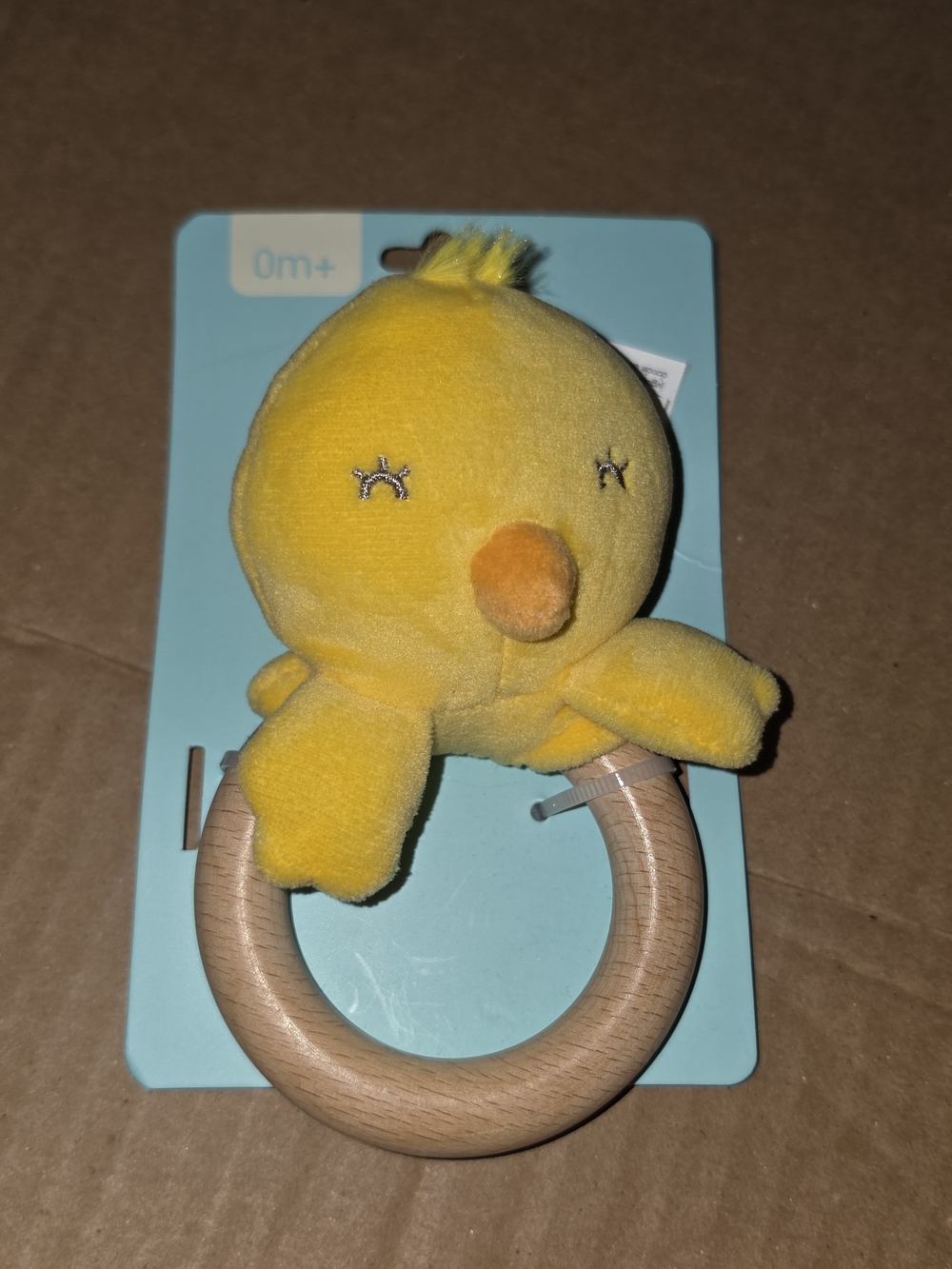 Pearhead Yellow Plush Chick Teether with Wooden Ring